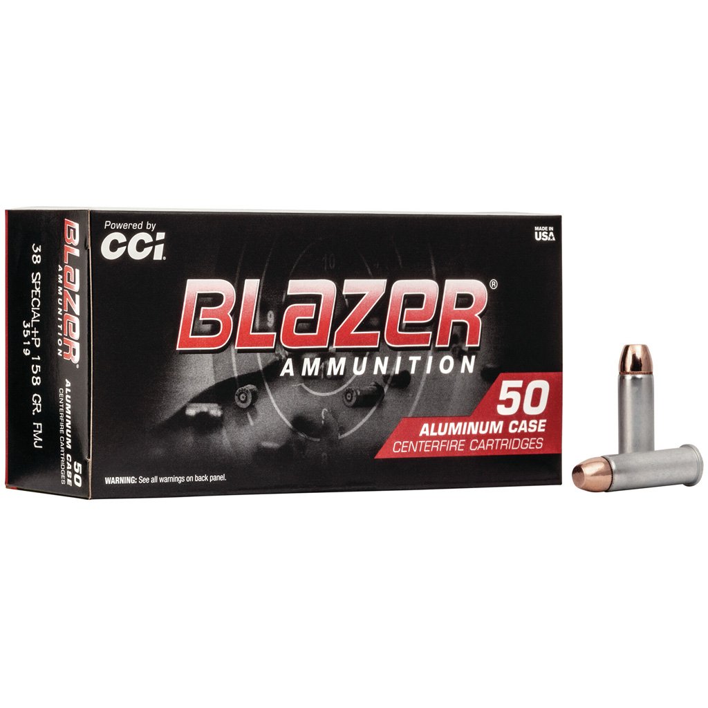709977_1.jpg CCI Blazer Pistol Ammo 38 Spec. +P 158 gr. FMJ 50 pk.
