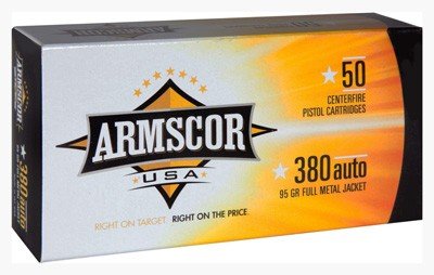 A02002USA ARMSCOR 380 ACP 95GR FMJ - 50RD 20BX/CS