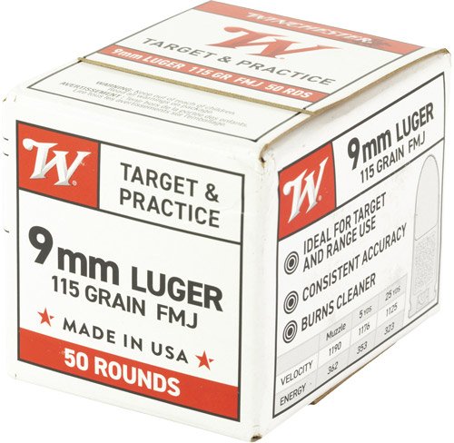 WINCHESTER USA 9MM LUGER - 115GR FMJ 50RD 20BX/CS