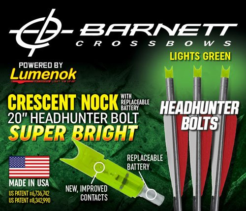 BNECC3G_PKG.jpg LUMENOK XBOW ARROW 20" BARNETT - HEADHUNTER GREEN CRESCENT 3PK