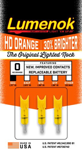 LUMENOK LIGHTED NOCK XBOW HD - ORANGE CRESCENT EASTON 3PK