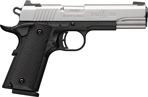 BROWNING 1911-380 STAINLESS - 380ACP 4.25"FS 8RD BLK/SS