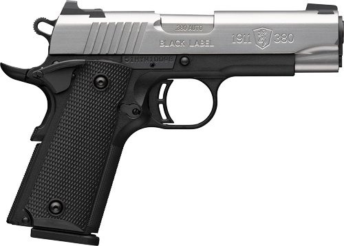 BROWNING 1911-380 STAINLESS - 380ACP 3.58"COMP 8RD BLK/SS