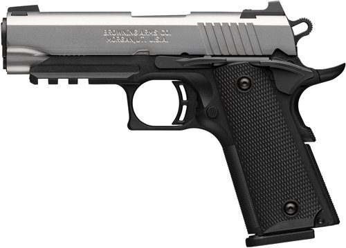 BROWNING 1911-380 SS 380ACP - 3.58"COMP 8RD BLK/SS W/RAIL