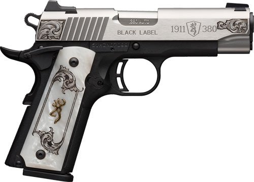 BROWNING 1911-380 SS/ENGRAVED - 380ACP FS 4.25" WHITE PEARL