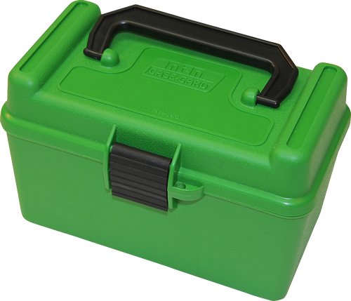 H50RL.jpg MTM DELUXE AMMO BOX 50-ROUNDS - LG RIFLE 220 SWIFT-30/06 GREEN
