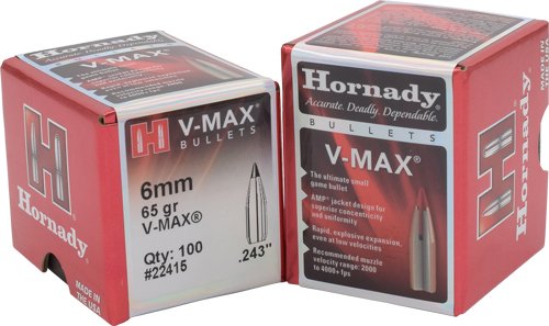 HDY22415_1.jpg HORNADY BULLETS 6MM .243 - 65GR V-MAX 100CT 40BX/CS