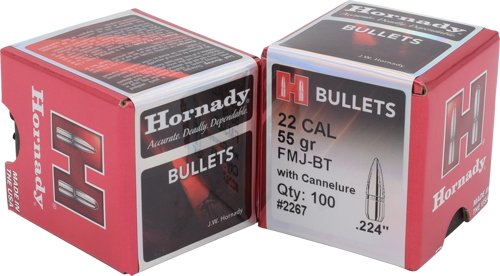 HDY2267_1.jpg HORNADY BULLETS 22 CAL .224 - 55GR FMJ-BT 100CT 40BX/CS