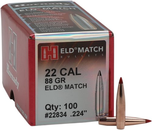 HDY22834_1.jpg HORNADY BULLETS 22CAL .224 - 88GR ELD-M MATCH 100CT 25BX/CS