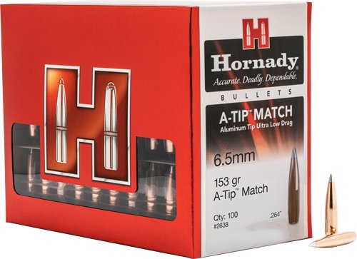 HDY2638.jpg HORNADY BULLETS 6.5MM .264 - 153GR A-TIP 100RD 10BX/CS