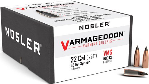 NOSLER BULLETS 22 CAL .224 - 55GR VARMAGEDDON TIPPED 500CT
