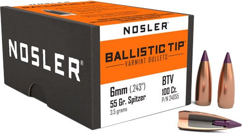 NOSLER BULLETS 6MM .243 - 55GR BALLISTIC TIP 100CT