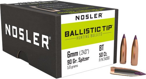 NOSLER BULLETS 6MM .243 - 90GR BALLISTIC TIP 50CT