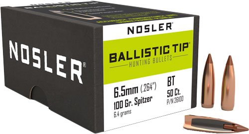 NOSLER BULLETS 6.5MM .264 - 100GR BALLISTIC TIP 50CT