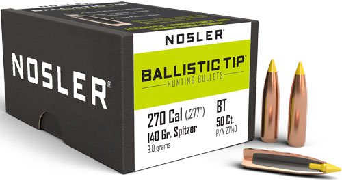 NOSLER BULLETS 270 CAL .277 - 140GR BALLISTIC TIP 50CT