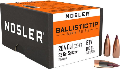 NOSLER BULLETS 20 CAL .204 - 32GR BALLISTIC TIP 100CT