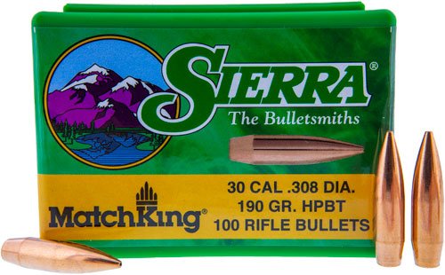 SIERRA BULLETS .30 CAL .308 - 190GR HP-BT MATCH 100CT