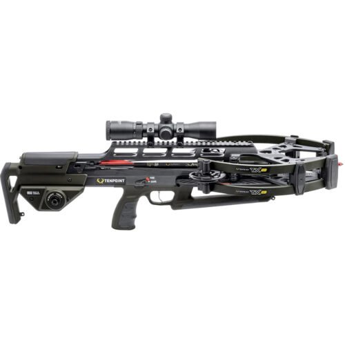 TEN1340_1 TenPoint TX 28 Crossbow Package ACUslide MAXX Rangemaster 100 Scope Moss Green