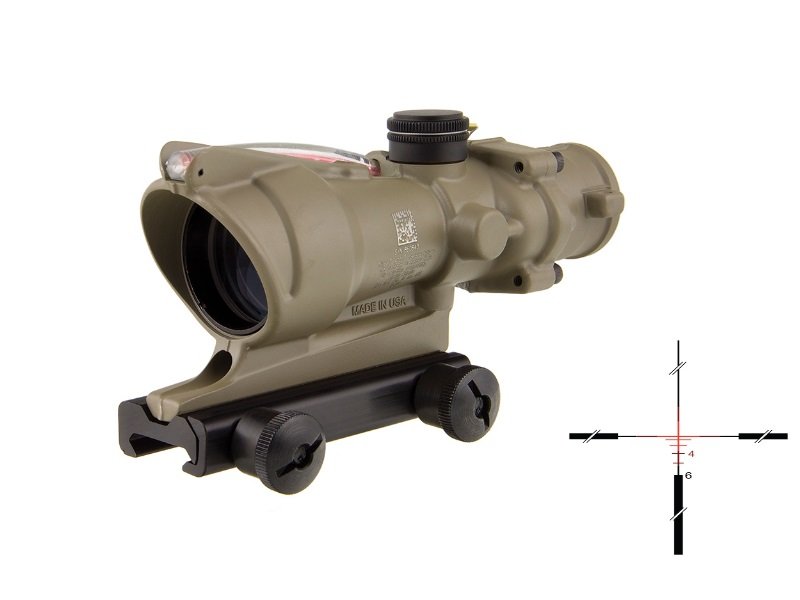 fdeacog2809 TRIJICON ACOG 4X32 .223 FDE BAC RED