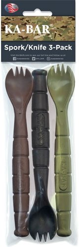 k9909mil_pkg.jpg KA-BAR MIL-SPEC SPORK/KNIFE - 3 PACK OD GREEN/BLACK/BROWN