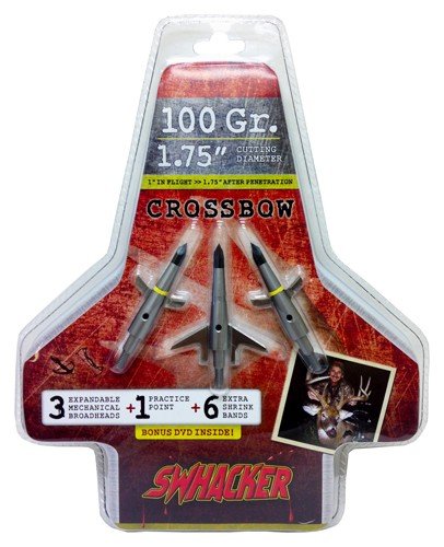 swh00219_pkg_1.jpg SWHACKER BROADHEAD 2-BLADE - CROSSBOW 100GR 1.75" CUT 3/PK