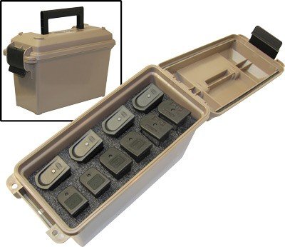 MTM TACTICAL MAGAZINE CAN DARK - EARTH HOLDS 10 DS HANDGUN MAGS