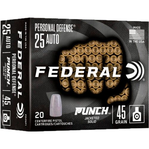 1102404_1 Federal Handgun Ammo 25 Auto 45 gr. Punch 20 rd.