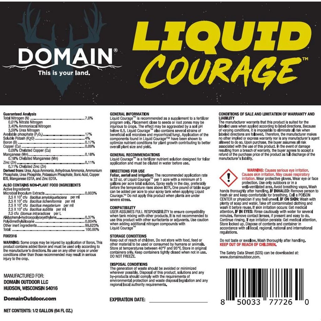Domain Liquid Courage Fertilizer 1/2 Gallon