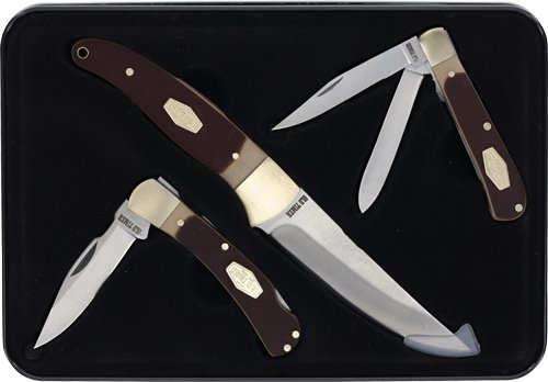 1227061_TIN.jpg OLD TIMER FIXED/2 FOLDER COMBO - SAWCUT HANDLE GIFT TIN Q4 25'