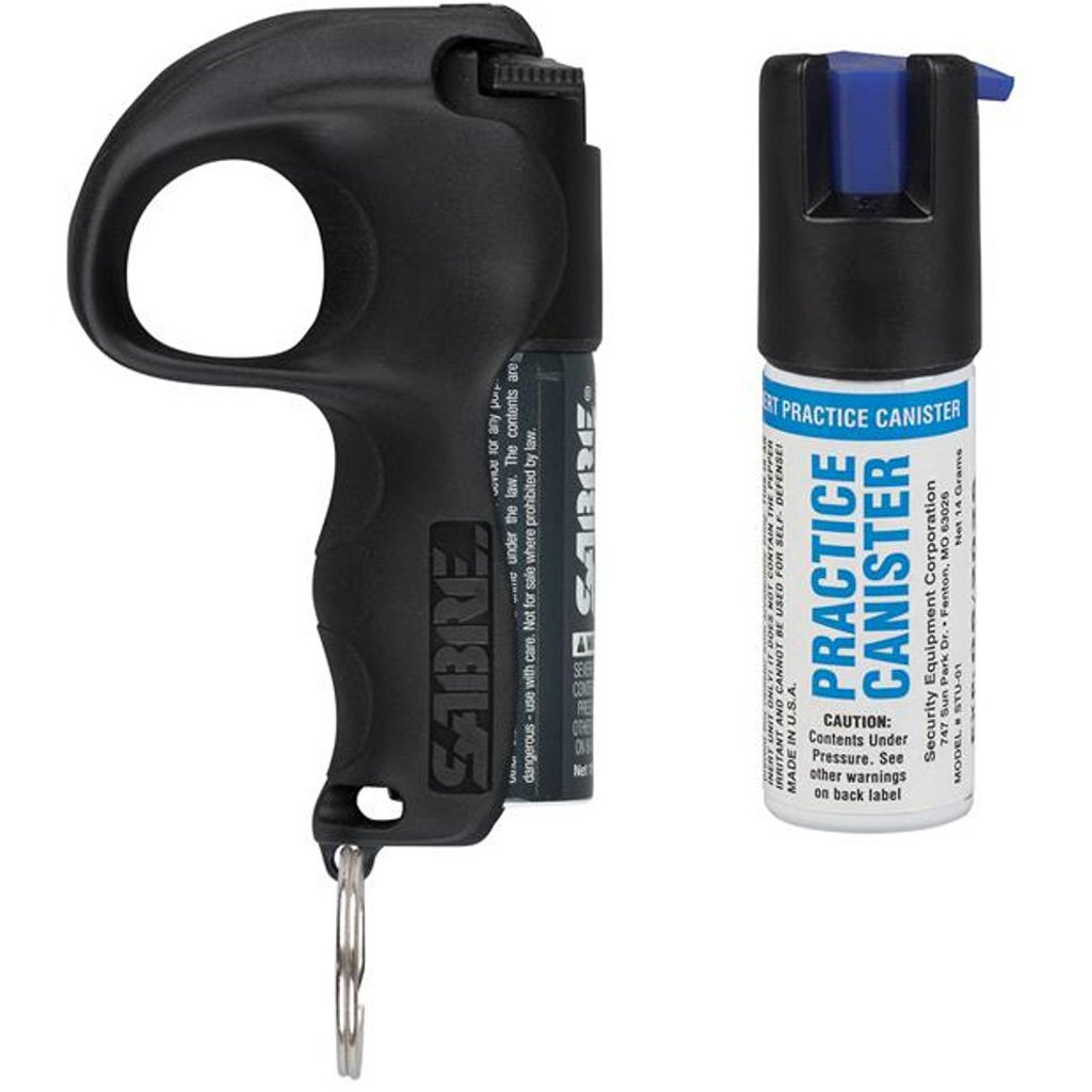 Sabre Easy Aim Pepper Spray w/Practice Spray Black