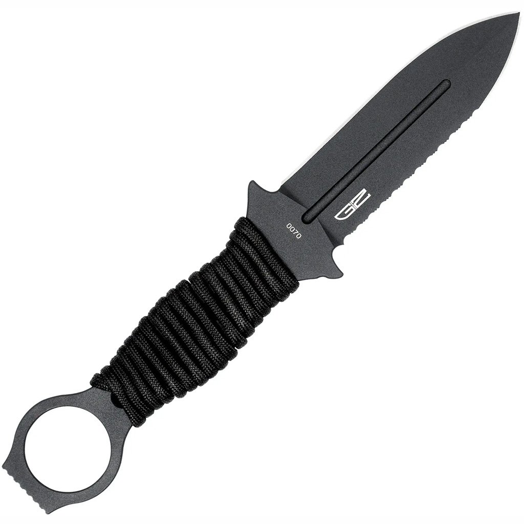 1410056_2.jpg CobraTec Ringed Claymore 1 Side Serrated Dagger Fixed Blade Black