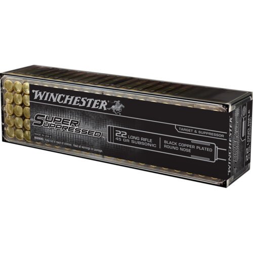 1701363_1 Winchester Super Suppressed Rimfire Ammo 22 LR. Lead RN Suppressed 100 rd.