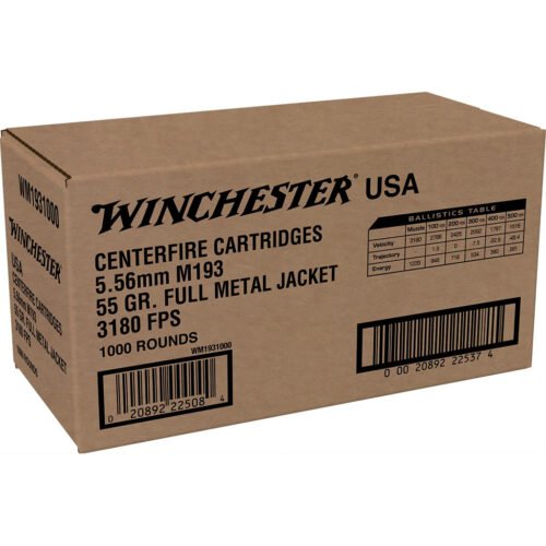 1703939_1 Winchester USA Rifle Ammo 5.56mm 55 gr. FMJ 1000 rd.