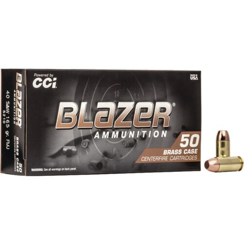 CCI Blazer Brass Pistol Ammo 40 S&W 165 gr. FMJ Flat Nose 50 rd.