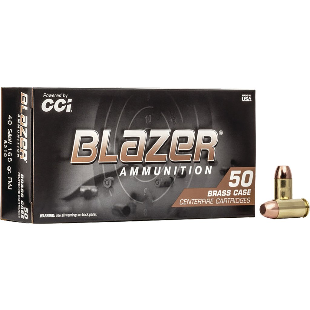 CCI Blazer Brass Pistol Ammo 40 S&W 165 gr. FMJ Flat Nose 50 rd.