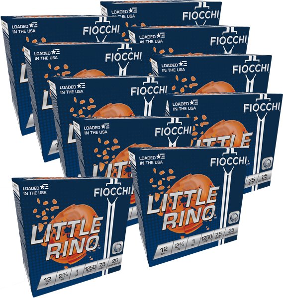 A12TX75 FIOCCHI LITTLE RINO 12GA 2.75" - 1OZ #7.5 1250FPS 250RD CASE