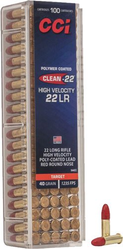 A944CC_1 CCI CLEAN 22LR 40GR RED POLY - RN 1235FPS 100RD 50BX/CS