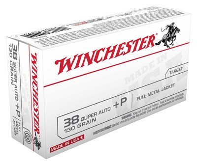 WIN AMMO USA .38 SUPER AUTO +P - 130GR. FMJ-RN 50RD 10BX/CS