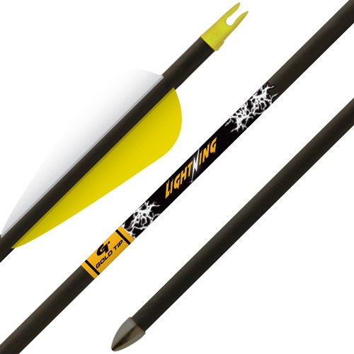 LIGA253_1 GOLD TIP ARROW LIGHTNING YOUTH - 2.5" VANE TEC GLUED-IN PNT 3PK