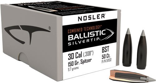NOSLER BULLETS 30 CAL .308 - 150GR BALLISTIC SILVER TIP 50C