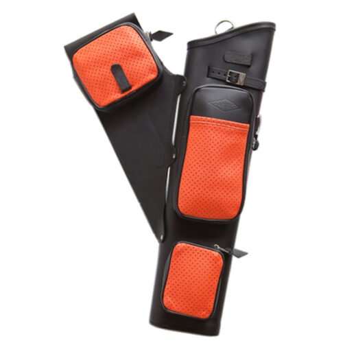 1004271_1.jpg Neet NT-2300 Leather Target Quiver Black with Orange Pockets RH