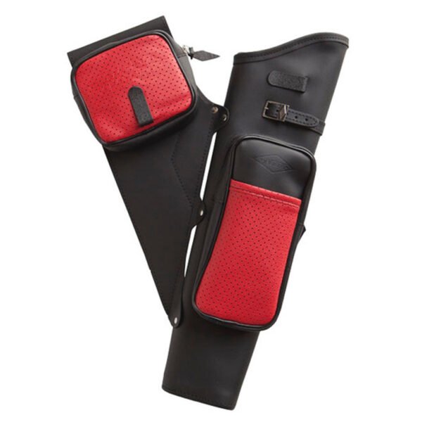 1004279_1.jpg Neet NT-2100 Leather Target Quiver Black with Red Pockets RH