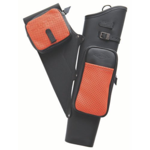 1004280_1.jpg Neet NT-2100 Leather Target Quiver Black with Orange Pockets RH