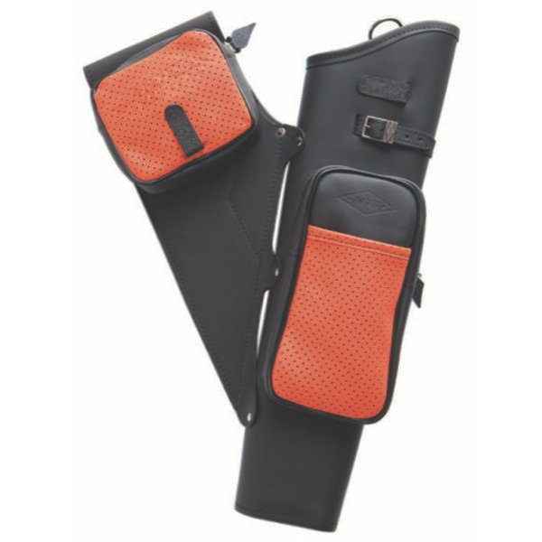 1004280_1.jpg Neet NT-2100 Leather Target Quiver Black with Orange Pockets RH