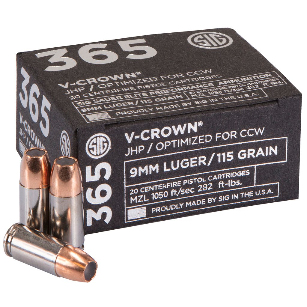 1207753_1 Sig Sauer Elite V-Crown 365Performance Pistol Ammo 9mm 115 gr. JHP 20 rd.