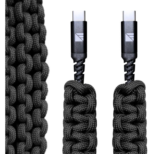 Dark Energy USB C to C Paracord Cable  Black