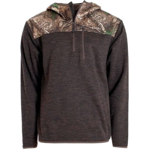 1409608_1.jpg Habit Men's 1/4 Zip Hooded Fleece Pullover M-Realtree APX / Turkish Coffee