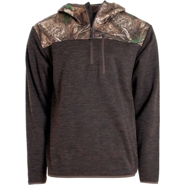 1409608_1.jpg Habit Men's 1/4 Zip Hooded Fleece Pullover M-Realtree APX / Turkish Coffee