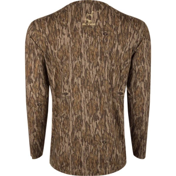 Drake Ol' Tom Performance Crew Camo Print LS MO Bottomland Large