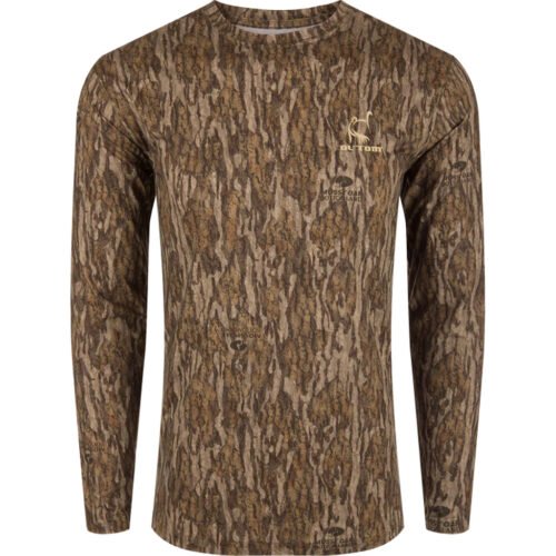 1410011_1 Drake Ol' Tom Performance Crew Camo Print LS MO Bottomland XLarge